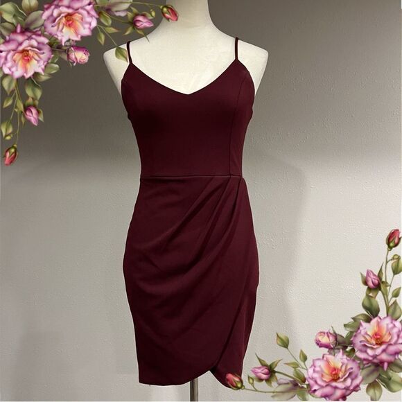Lulus Sleeveless V Neck Spaghetti Straps Cocktail Mini Dresses size XS burgundy - Picture 1 of 12